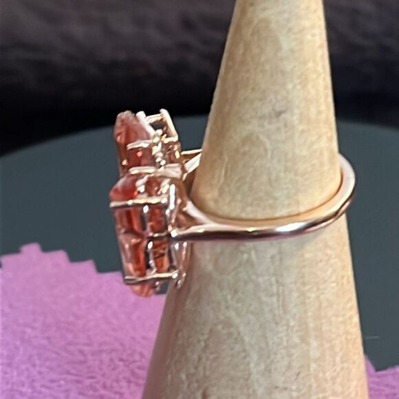 MORGANIQUE QUARTZ, ORISSA GARNET BUTTERFLY RING IN 18K VERMEIL RG/ SILVER 7 - Picture 6 of 17